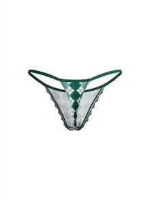 AltBold 3pcs/Set Women's Lace Patchwork Printed Thong Panties - Multicolor - View 5