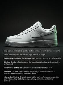 Nike Air Force 1 男款休閒鞋 輕量緩震 透氣舒適 厚底 Logo 親膚 百搭 日常健身通勤街頭穿搭旅行校園 白色 DD8959-100 - 白色 - 查看 2