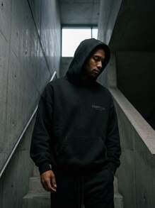 Essentials Áo hoodie nam chui đầu thường ngày dạo phố Fce ấm áp vừa vặn dài tay bo gân màu đen trơn logo hàng ngày thu đông XXS-2XL 192HO246250F - đen - Xem 6