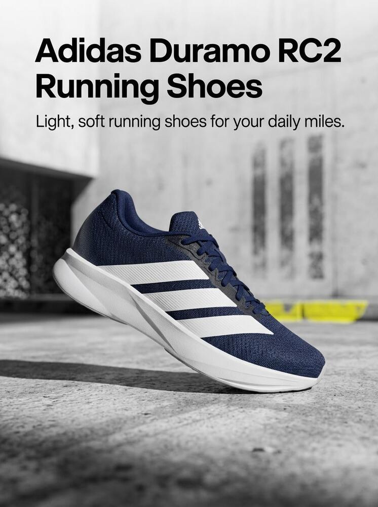 Adidas DURAMO RC2 Unsiex Running Shoes Lightweight Breathable Mesh Upper Cushioning Shock Absorption Anti-Slip Outsole High Support Soft Lining Easy Slip On Running Gym Training Daily Commuting Sports Field Navy Blue JQ8077 - Navy - View 1