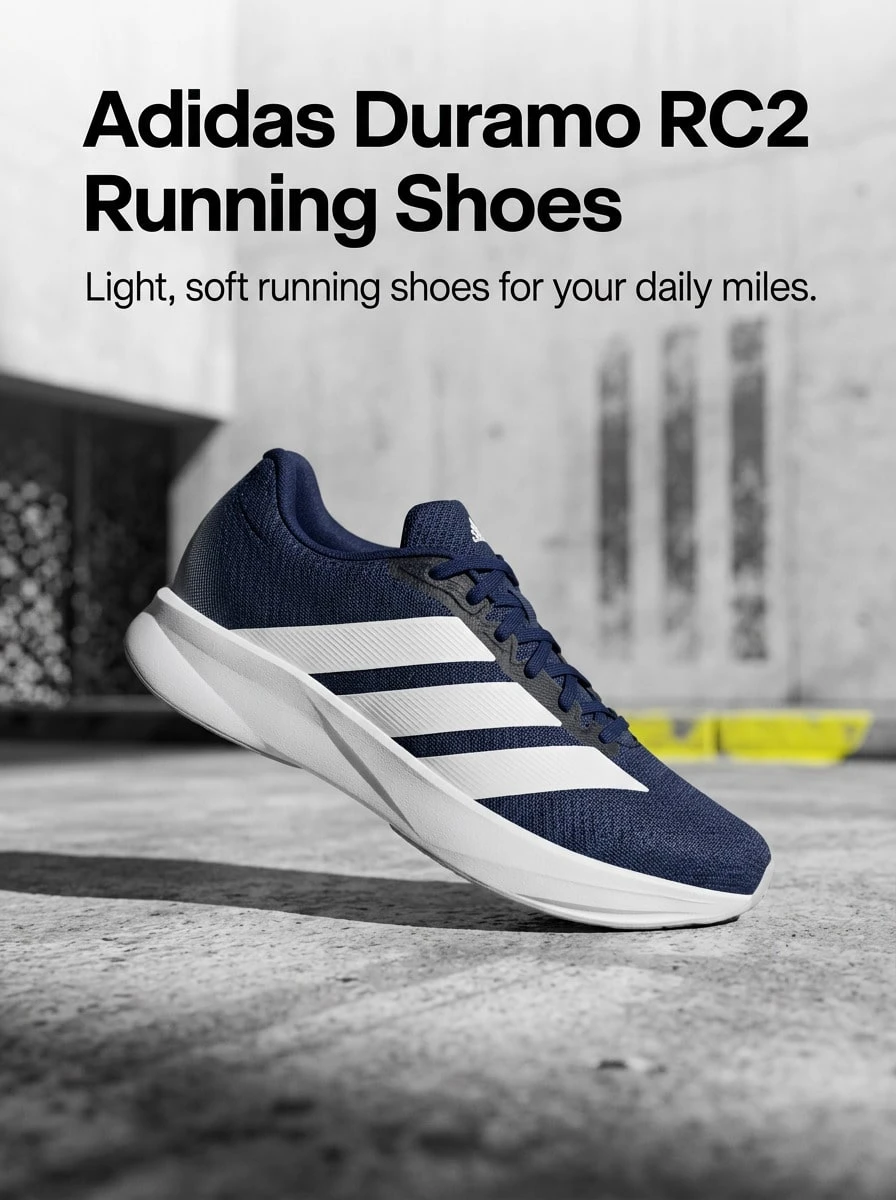 Adidas DURAMO RC2 Unsiex Running Shoes Lightweight Breathable Mesh Upper Cushioning Shock Absorption Anti-Slip Outsole High Support Soft Lining Easy Slip On Running Gym Training Daily Commuting Sports Field Navy Blue JQ8077 - Navy - View 1