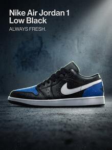 Nike Air Jordan 1 Low 男士运动鞋 Varsity Red Edition，可调节系带，缓震支撑，透气舒适，限量版，适合健身房、运动、散步、日常休闲穿着。 - 黑白皇家遊戲 - 查看 1