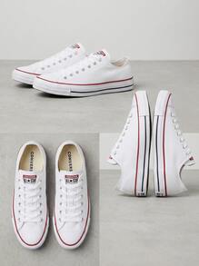 Converse Chuck Taylor All Star 低帮女式运动鞋 Cusal Campus 鞋休闲软底系带舒适户外运动鞋 M7652C - 白色 - 查看 4