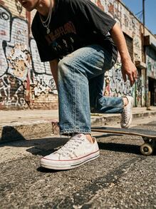 Converse Chuck Taylor All Star 低帮女式运动鞋 Cusal Campus 鞋休闲软底系带舒适户外运动鞋 M7652C - 白色 - 查看 3