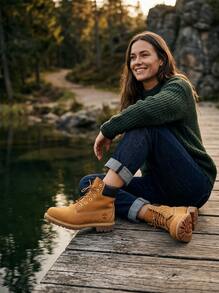 Timberland 6英吋女款運動鞋 防滑支撐柔軟戶外慢跑鞋 黃色 TB010361 - 中黃色 - 查看 3
