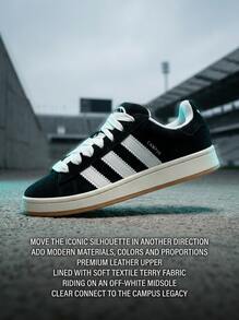 Adidas Campus 女款低筒運動鞋，輕量透氣緩震，日常休閒黑色 HQ8708 - 黑與白 - 查看 2
