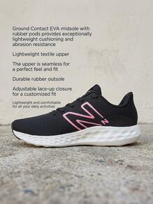 New Balance 女士休闲运动鞋 日常穿着 轻便透气 缓震加厚鞋底 撞色Logo 舒适健身步行旅行 黑色 W411RK3 - 黑白 - 查看 2
