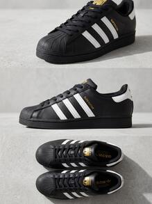 Adidas Superstar 女款休閒鞋 輕量緩震 透氣舒適 厚底 Logo 親膚 百搭 日常健身 通勤 下班休閒 旅遊約會 黑色 EG4959 - 黑色 - 查看 4