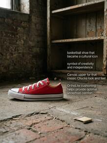 Converse Chuck Taylor All Star 女款休闲鞋 跑步休闲 轻便缓震 透气舒适 厚底 Logo 亲肤棉质百搭 日常健身通勤 下班后休闲旅行约会 红色 M9696C - 紅色 - 查看 2