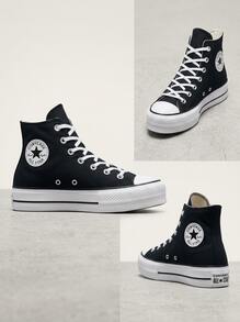 Converse Chuck Taylor All Star 高帮女式运动鞋，增高平台，缓冲舒适，耐用橡胶外底，适合日常穿着 560845F - 黑色 - 查看 4