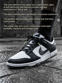 Nike Dunk Low Retro 男式运动鞋优质皮革鞋面，采用经典球队颜色和现代舒适技术，适合球场和街头穿着 DD1391-100 - 黑白 - 查看 2