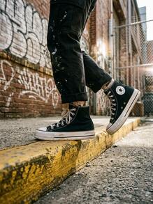 Converse Chuck Taylor All Star 高帮女式运动鞋，增高平台，缓冲舒适，耐用橡胶外底，适合日常穿着 560845F - 黑色 - 查看 7