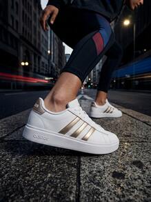 Adidas Grand Court 女士休闲鞋 轻便缓震透气舒适厚底logo亲肤百搭日常健身通勤下班休闲旅行约会 白色 GW9215 - 白色 - 查看 5