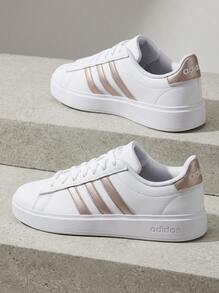 Adidas Grand Court 女士休闲鞋 轻便缓震透气舒适厚底logo亲肤百搭日常健身通勤下班休闲旅行约会 白色 GW9215 - 白色 - 查看 4