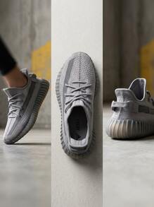 Adidas Yeezy 女款運動鞋 針織輕量透氣 緩震 日常休閒 灰色 If3219 - 灰色 - 查看 4