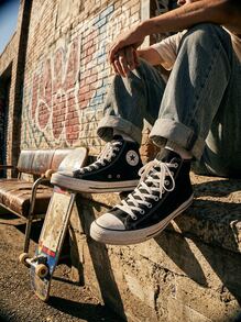 Converse Chuck Taylor All Star Hi Sneakers Casual Shoes High-Top Lace-Up Ankle Support Canvas Breathable Durable Classic Style Daily Street Gym Travel Unisex Black M9160 - black - View 5