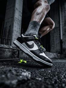 Nike Dunk Low Retro 男式运动鞋优质皮革鞋面，采用经典球队颜色和现代舒适技术，适合球场和街头穿着 DD1391-100 - 黑白 - 查看 5