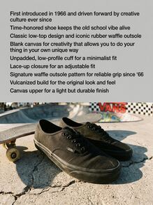 Vans Authentic 女款運動鞋 百搭耐穿 防滑 日常休閒 黑色 VN000EE3BKA - 黑色 - 查看 2