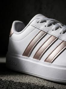 Adidas Grand Court 女士休闲鞋 轻便缓震透气舒适厚底logo亲肤百搭日常健身通勤下班休闲旅行约会 白色 GW9215 - 白色 - 查看 6