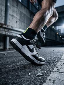 Nike Dunk Low Retro 男式运动鞋优质皮革鞋面，采用经典球队颜色和现代舒适技术，适合球场和街头穿着 DD1391-100 - 黑白 - 查看 6
