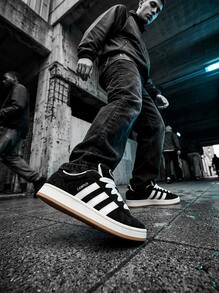 Adidas Campus Hi Og 女款運動鞋，輕量透氣緩震，日常休閒米色 HQ6638 - 黑白 - 查看 3