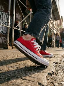 Converse Chuck Taylor All Star 女款休闲鞋 跑步休闲 轻便缓震 透气舒适 厚底 Logo 亲肤棉质百搭 日常健身通勤 下班后休闲旅行约会 红色 M9696C - 紅色 - 查看 7