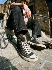 Converse Chuck Taylor All Star Hi Sneakers Casual Shoes High-Top Lace-Up Ankle Support Canvas Breathable Durable Classic Style Daily Street Gym Travel Unisex Black M9160 - black - View 3