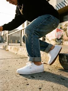 Vans 正品女士休闲鞋 轻便缓震透气舒适厚底logo亲肤百搭日常健身通勤下班休闲旅行约会 白色 VN000EE3WOO - 白色 - 查看 3