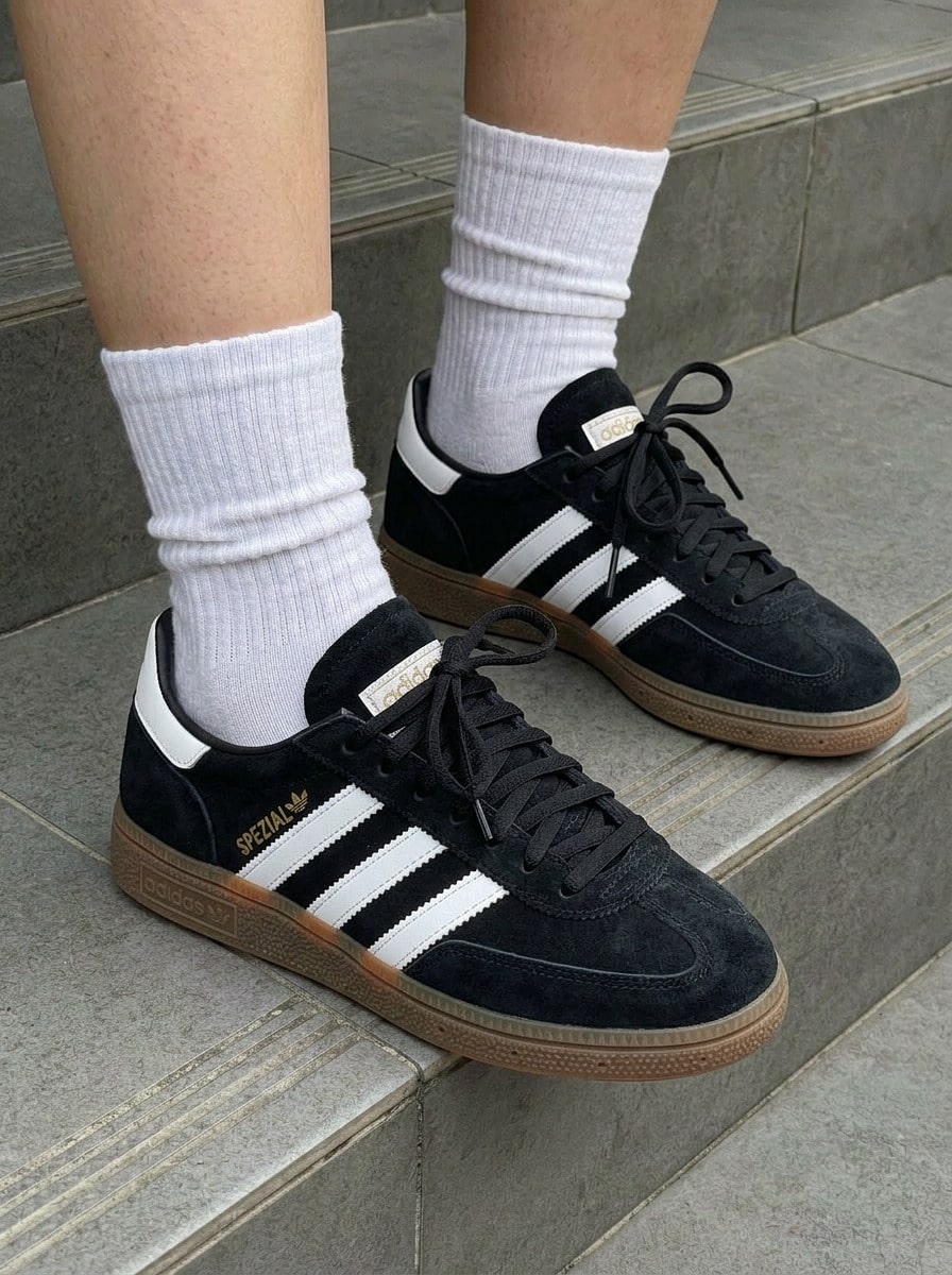 Adidas 儿童手球鞋 核心黑/云白/生胶底 IH8010 - 核心黑/雲白/膠 - 查看 1