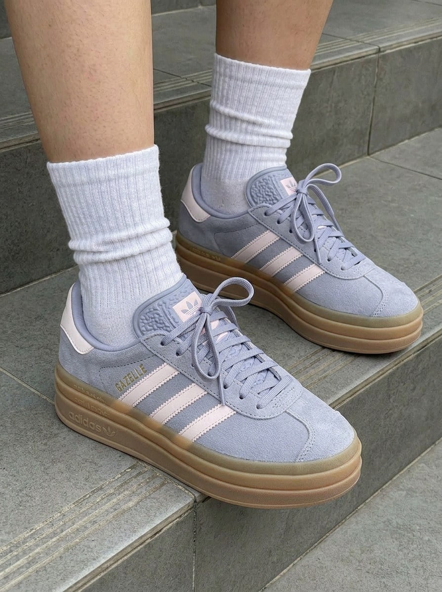 Adidas Gazelle Teen Sneakers Stylish Cushioned Premium Training Travel Running Pink JQ1297 - 銀紫/近乎粉紅/口香糖 - 查看 1