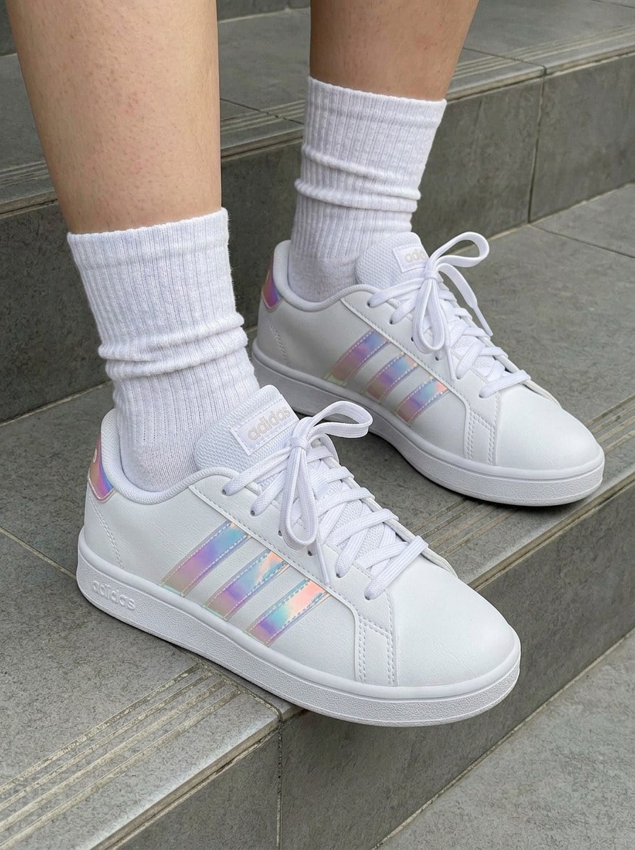 Adidas 大法院 2.0 K - 雲白/珠光/雲白色 - 查看 1