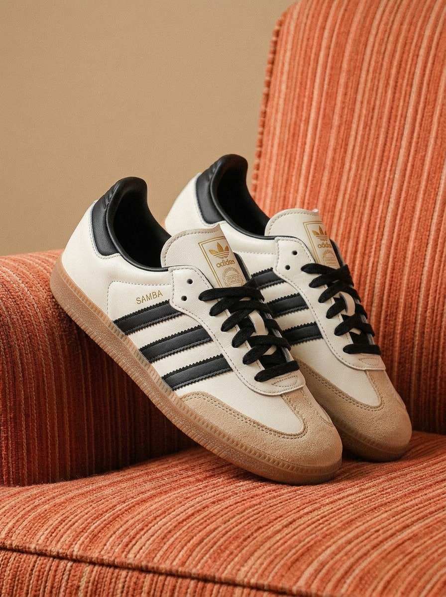 Adidas Samba Og 女式运动鞋米色黑色 ID0478 - 乳白色/核心黑色/沙層 - 查看 1