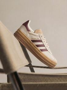Adidas Gazelle Bold 女士运动鞋 米白色/酒红色/魔力米色 JQ5127 - 奶油白/酒紅/魔幻米色 - 查看 1