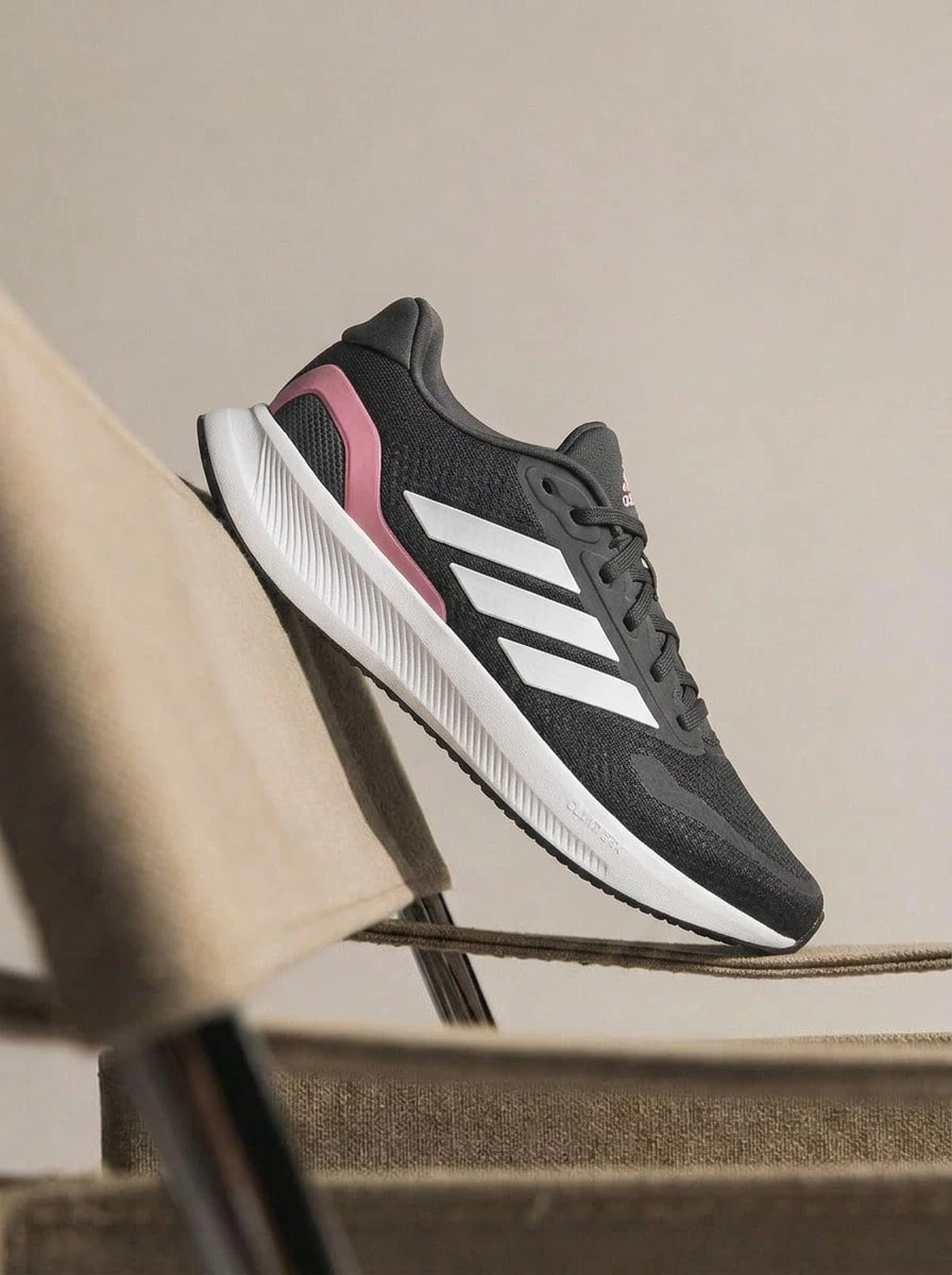 Adidas RUNFALCON 5 W WOMEN  SNEAKERS BLACK AND WHITE JQ6300 - GreySix/CloudWhite/BlissPink - View 1