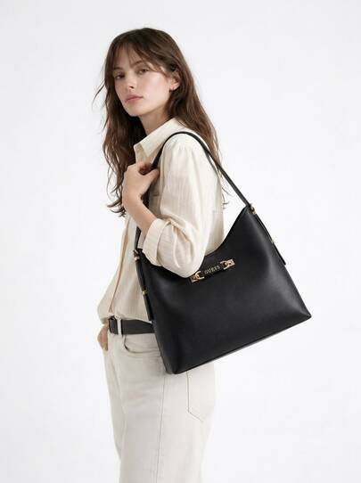 Guess Lefia Women's Large Hobo Tote Bags Black