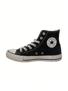 Converse Chuck Taylor Lift 女士真皮高帮平底舒适系带靴，适合旅行、工作、都市日常穿着，二手，黑白配色，7码，561675C - 黑色 - 查看 1