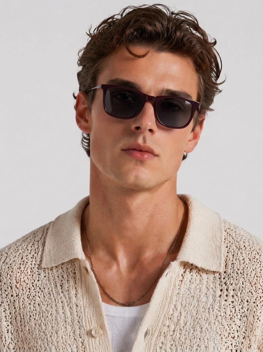 Polaroid Men's Sunglasses Burgundy - Bordò - Visualizzare 1