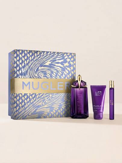 Mugler Alien Eau De Parfum 90 Ml Gift Set – Amber Woody Floral Scent, Long-Lasting Fragrance, Includes Body Lotion And Travel Spray, Elegant Presentation For Holiday Gifting, Premium Beauty Collection For Women