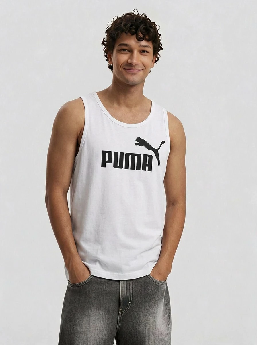 Puma Men's Sports Tees & Tanks Versatile Lightweight Easy To Match Weekend Sports Outdoor White 682544-02 - Blanco Negro - Ver 1