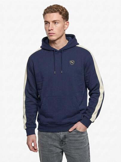 Puma بلوزة رجالية بقلنسوة أساسية باللون الأزرق