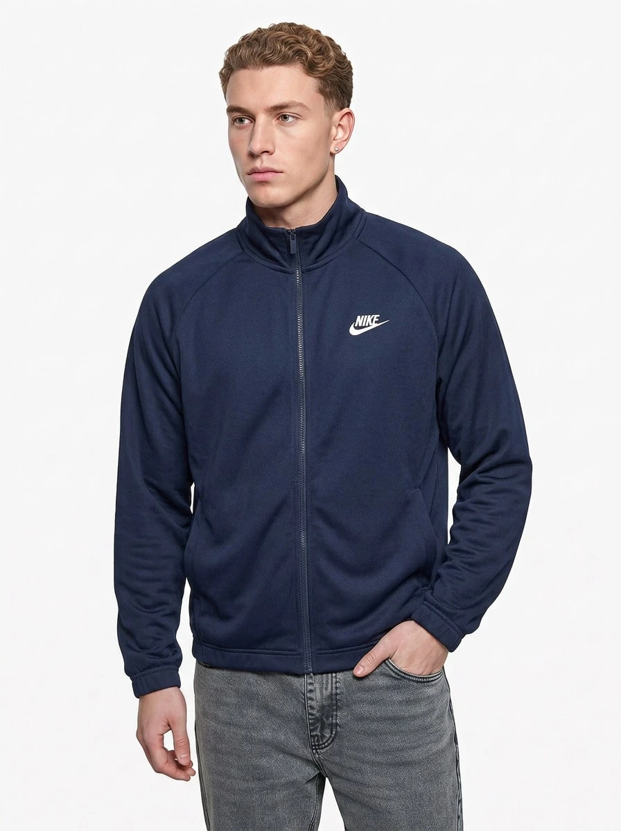 Nike Club Men's Poly-Knit Tracksuit Midnight Navy - MIDNIGHT NAVY/WHITE - View 1