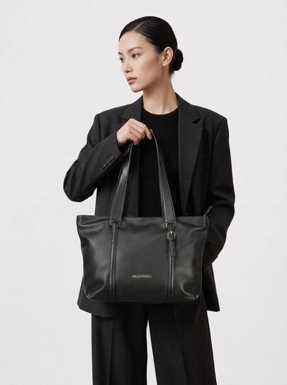 Valentino Bags Outdoor Sports Bags Portable Easy To Clean Versatile Shopping Commuting Daily Black VBS9HS01-WAMY-BLK