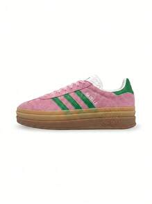 Adidas Gazelle 女款運動鞋 支撐性佳 柔軟彈性 休閒健身 黑色 IE0420 - 粉色/綠色 - 查看 1
