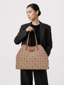 Guess Women's Durable Zippered Spacious Sports Shopping Commuting Brown HWJP9654240-LTL - Beige - View 1