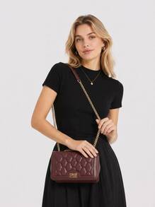 Cavalli Class Women's Chain Strap Shoulder Bag Medium Burgundy - Bungundy - View 1