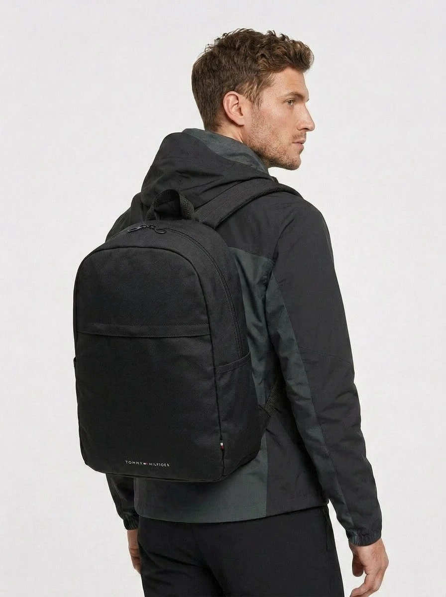 Tommy Hilfiger Men's Backpacks AM0AM12455-BDS Black Durable Versatile Lightweight Travel Work Gym - Backpack For Men Book Bags Back Pack Autumn Winter Christmas - Black - View 1