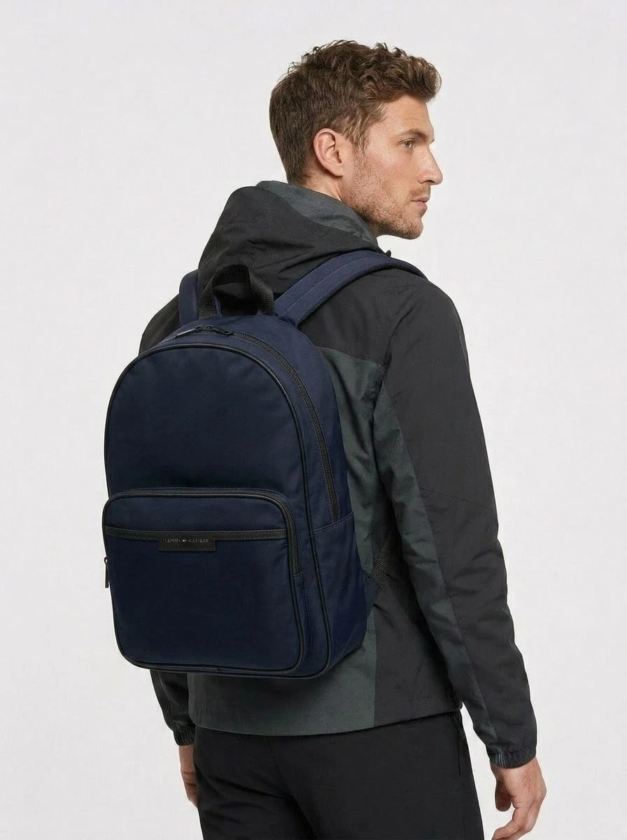 Tommy Hilfiger Metal Logo Men's Backpack Blue - Black - View 1