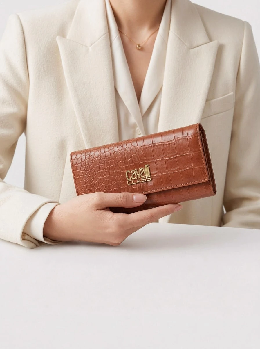 Cavalli Class Women's Foldable Wallet Large Brown - màu nâu - Xem 1