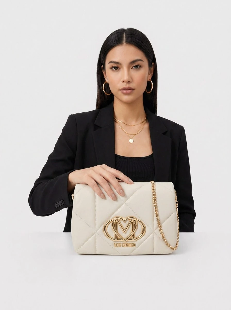 Embossed Quilted Women's Crossbody Bag Ivory - Ivory - View 1