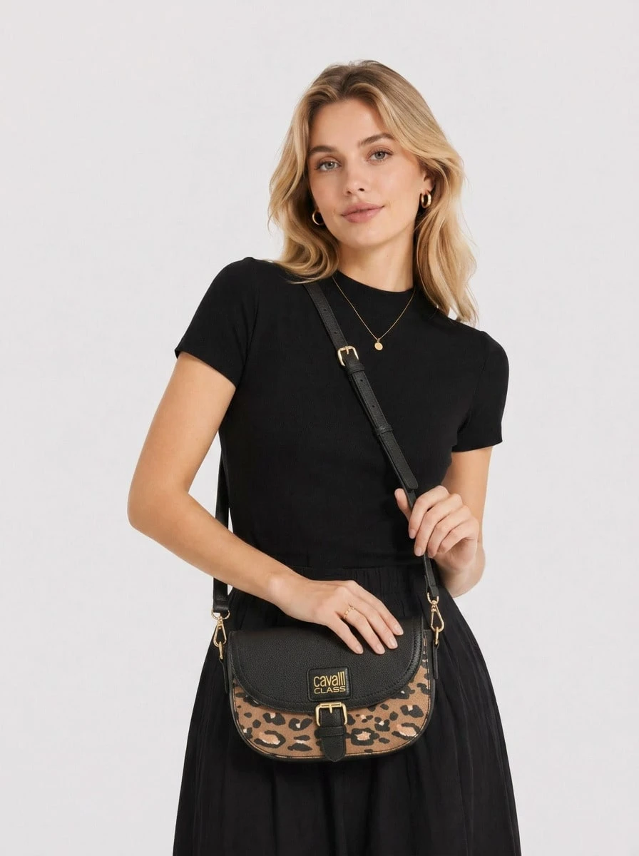 Cavalli Class Women's Lightweight Adjustable Strap Multi-Pocket Sports Shopping Commuting Black CCHB0200-500 - Black - View 1